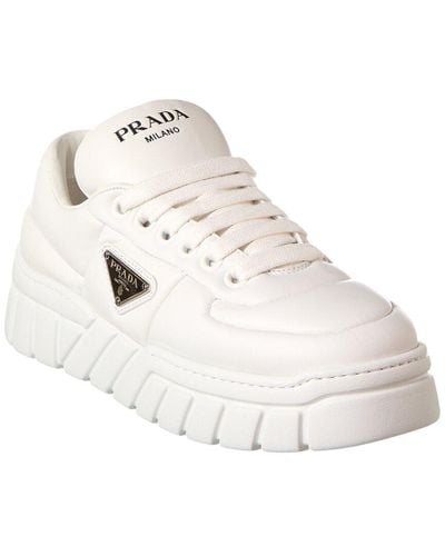 Prada Logo Padded Leather Sneaker - White
