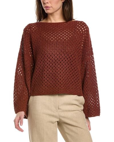 Lafayette 148 New York Open Stitch Linen-blend Sweater - Red