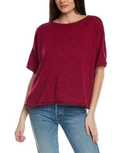 Eileen Fisher Elbow Sleeve Linen-blend Pullover - Red