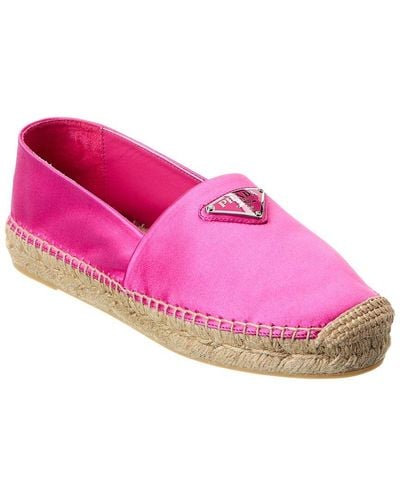 Prada Logo Satin Espadrille - Pink