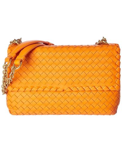 Bottega Veneta Olimpia Small Intrecciato Leather Shoulder Bag - Orange
