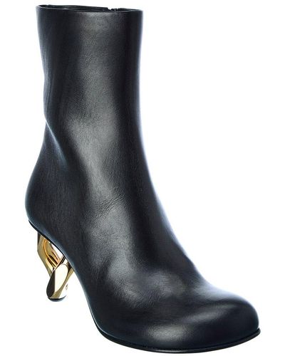 JW Anderson Chain Leather Bootie - Black