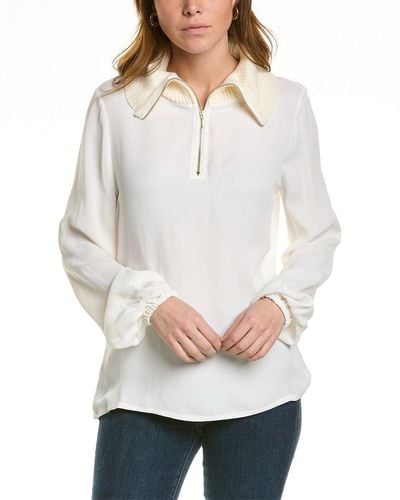 Donna Karan Wool Collar Blouse - White
