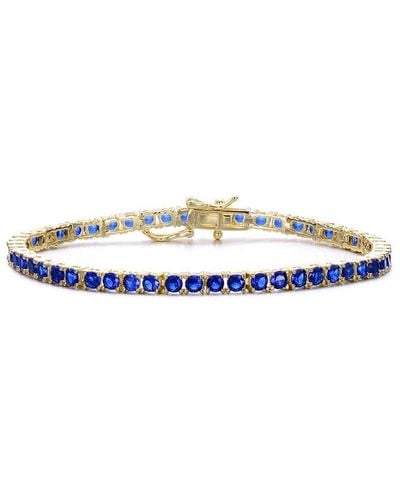 Rachel Glauber 14k Plated Cz Tennis Bracelet - Blue