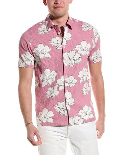 Ted Baker Coving Seersucker Floral Print Regular Fit Shirt - Pink