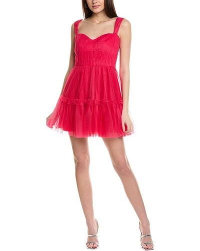 ML Monique Lhuillier Azalea Mini Dress - Red