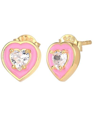 Gabi Rielle Love Is Declared 14k Over Silver Crystal Heart Earrings - Multicolour