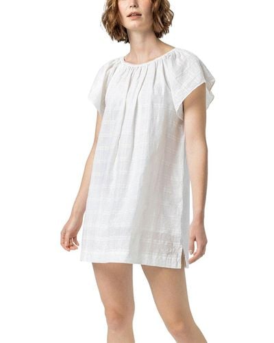 Lilla P Flutter Sleeve Linen-blend Raglan Dress - White