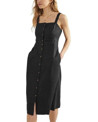 Boden Strappy Linen-blend Midi Dress - Black