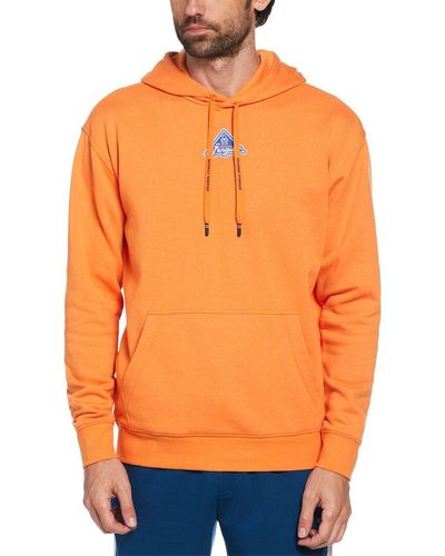 Original Penguin Logo Patch Fleece Hoodie - Orange