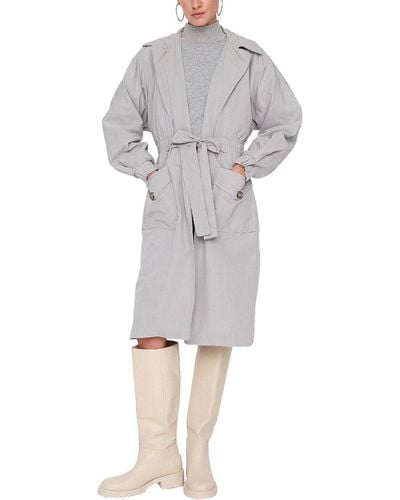 Trendyol Oversized Trench Coat - Grey
