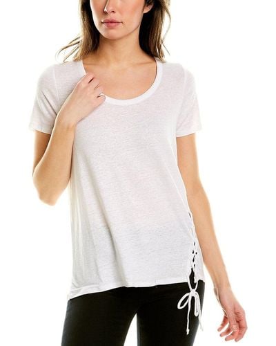 Chaser Brand Asymmetric Linen-blend Top - White