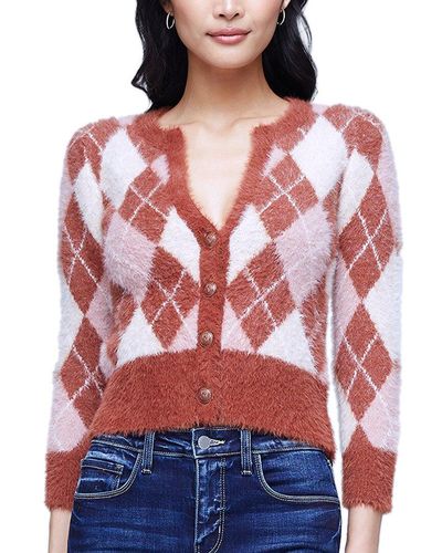 L'Agence Saylor 3/4-sleeve Cardigan - Red