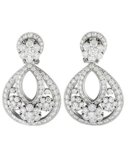 Van Cleef & Arpels Platinum 6.71 Ct. Tw. Diamond Snowflake Earrings (Authentic Pre-Owned) - Metallic