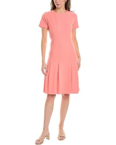 Tahari Pleated A-line Dress - Pink
