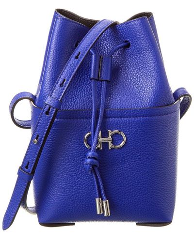 Ferragamo Ferragamo Gancini Mini Leather Bucket Bag - Blue