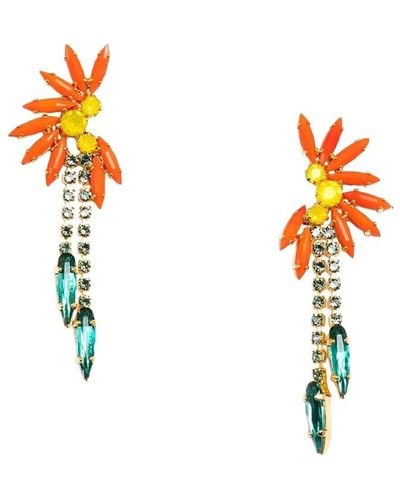 Elizabeth Cole 24k Plated Dangle Earrings - Orange