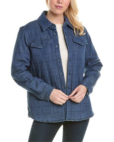 Jones New York Quilted Button Front Jacket - Blue