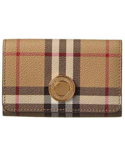 Burberry Vintage Check E-canvas & Leather Wallet - Brown