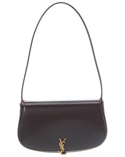 Saint Laurent Voltaire Box Leather Shoulder Bag - Grey