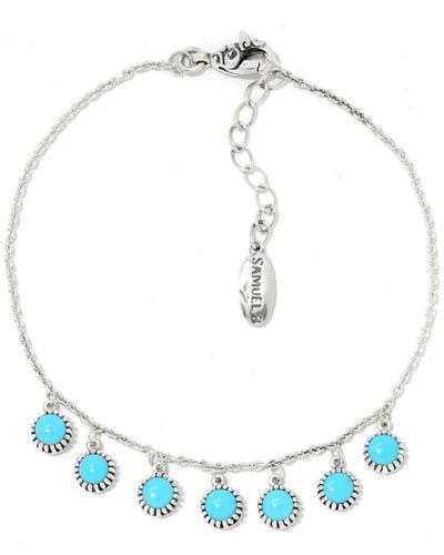 Samuel B. Silver 1.20 Ct. Tw. Sleeping Beauty Turquoise Charm Bracelet - Blue