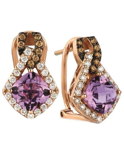 Le Vian Le Vian 14k Strawberry Gold 3.04 Ct. Tw. Diamond & Amethyst Earrings - Pink