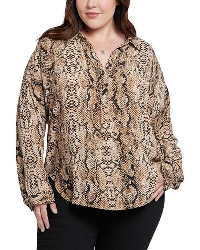 NYDJ Plus Becky Blouse - Brown