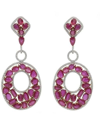 Diana M. Jewels Fine Jewellery 18K 60.85 Ct. Tw. Diamond & Ruby Earrings - Pink