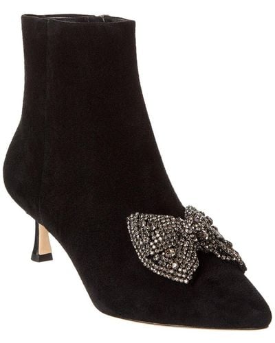 Tory Burch Embellished Suede Boot - Black