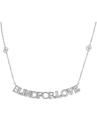 Gucci Blind For Love 18k 0.45 Ct. Tw. Diamond Script Necklace - Metallic