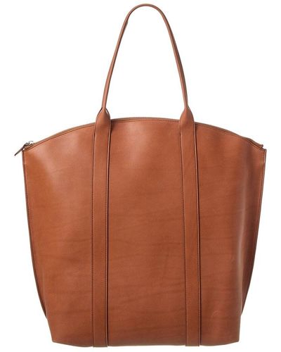The Row Dante Leather Tote - Brown