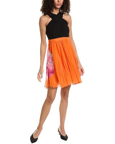 Ted Baker Knit Bodice Mini Dress - Orange
