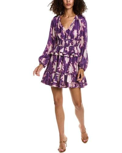 Ulla Johnson Emery Silk Mini Dress - Purple
