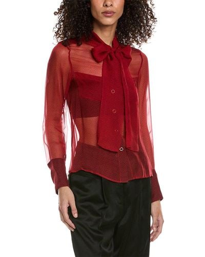 Burberry Amelie Print Silk Shirt - Red