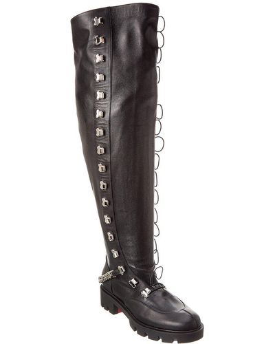 Christian Louboutin Horse Botta Leather Over-the-knee Boot - Black