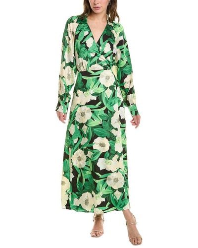 Anne Klein Tie Waist Midi Faux Wrap Dress - Green