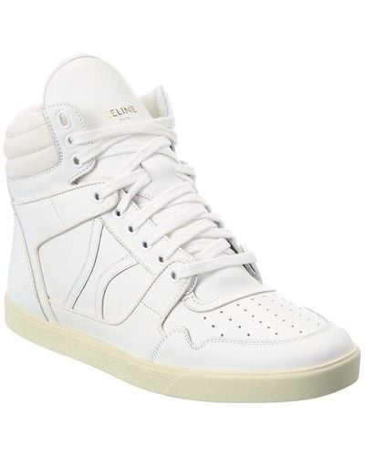 Celine Mid Lace-up Leather Trainer - White