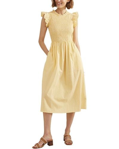 Boden Smocked Bodice Midi Dress - Yellow