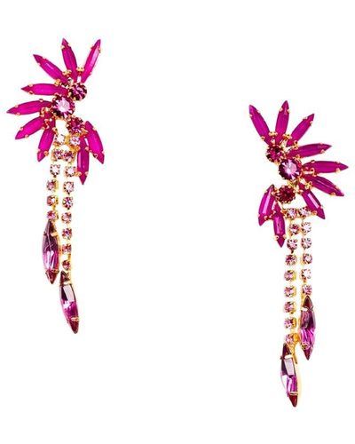 Elizabeth Cole 24k Plated Dangle Earrings - Pink