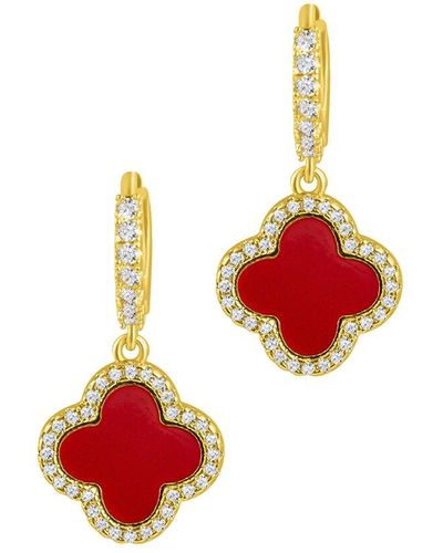 Adornia 14K Plated Cover Huggie Earrings - Red