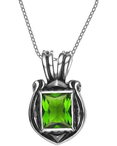 Genevive Jewelry Silver Cz Pendant - Green