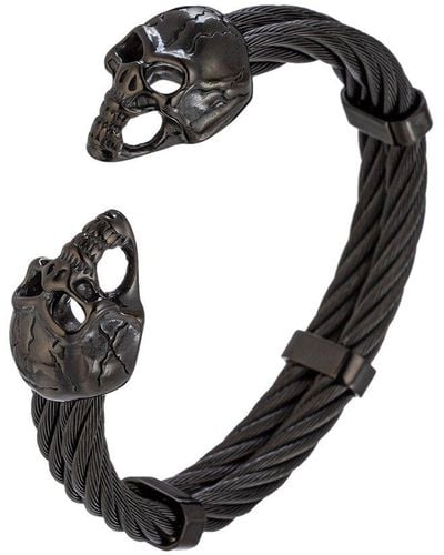 Eye Candy LA The Bold Collection Titanium Skull Cuff Bracelet - Black
