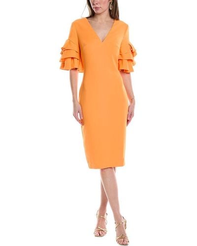 Badgley Mischka Draped Sleeve Dress - Orange