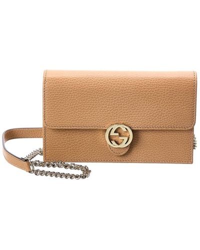 Gucci GG Leather Wallet On Chain - Brown