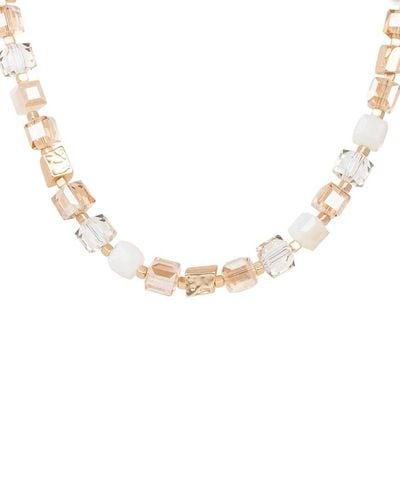 Saachi Faceted Bead And Stone Necklace - Metallic
