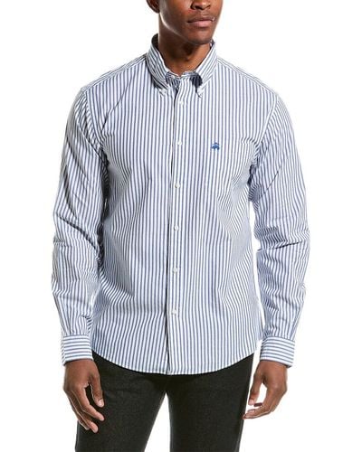 Brooks Brothers Poplin Stripe Woven Shirt - Blue