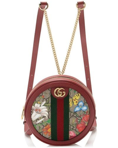 Gucci Gg Supreme Canvas & Leather Flora Ophidia Round Mini Backpack (Authentic Pre-Owned) - Multicolour