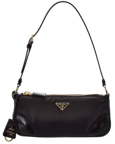Prada Re-edition Nylon & Leather Shoulder Bag - Black