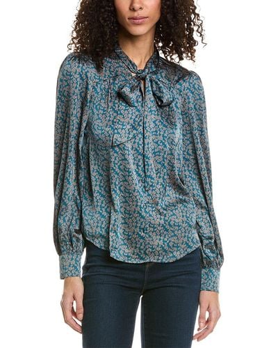 rosewater remi Tie-neck Top - Blue