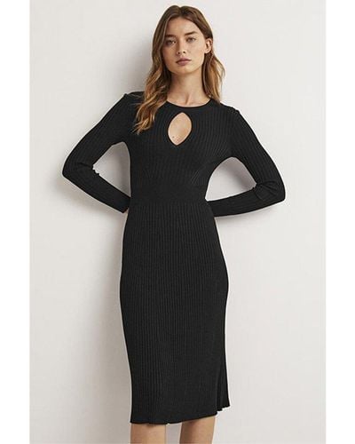 Boden Ribbed Cut Out Dress - Black